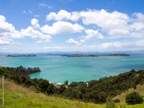 Beautiful New Zealand Bay Island Lanscape looking over Man O War Bay, Waiheke Island, New Zealand © Guy