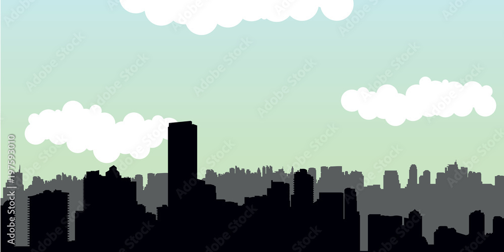 Morning City Skyline Vector Illustration
