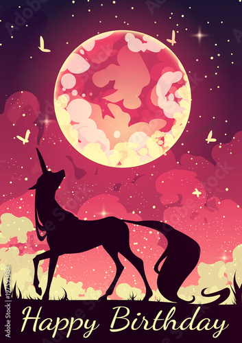 Postcard Unicorn in the wizarding world © dikabrina