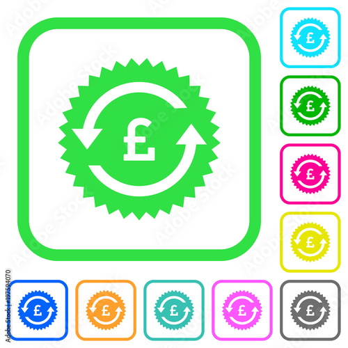 Pound pay back guarantee sticker vivid colored flat icons