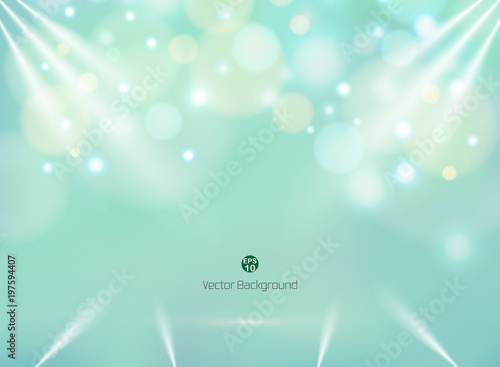 Blending green mint color background with colorful circle bokeh business backdrop, mock up template for product display and copy space studio