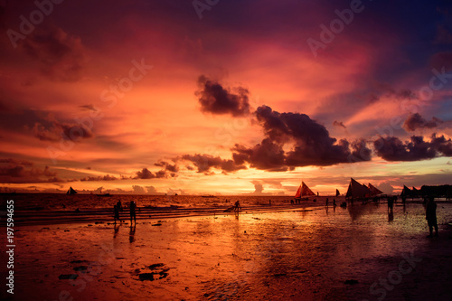 Tropical beach at sunrise.