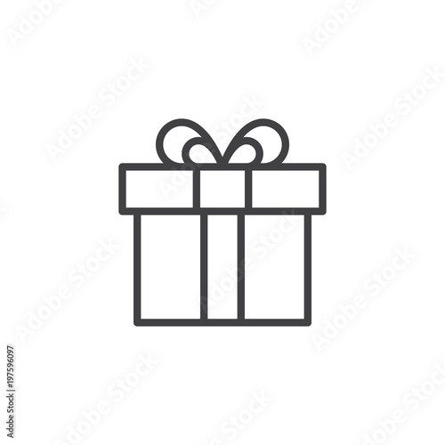Gift box outline icon. linear style sign for mobile concept and web design. Present simple line vector icon. Symbol, logo illustration. Pixel perfect vector graphics