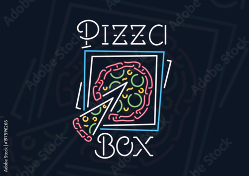Neon pizza box sign