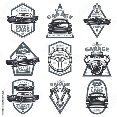 Retro Vehicle Club Emblems Set