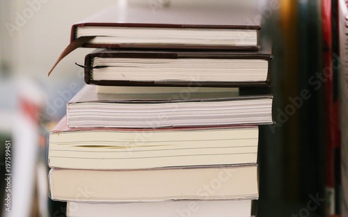 Pile of study books closeup blur background © wandeaw