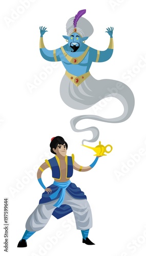 arabian hero with magical genie lamp © matiasdelcarmine