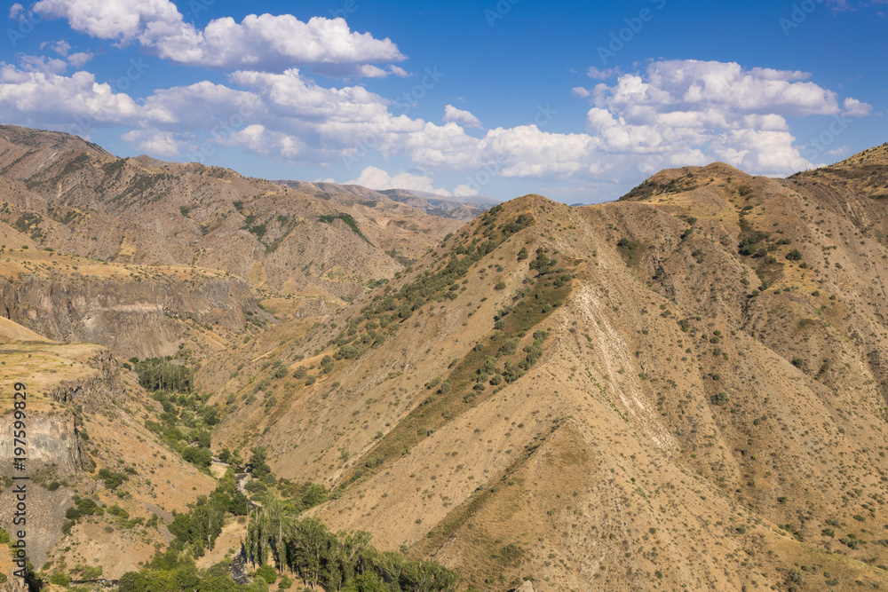 Naklejka premium Mountain tops in the summer clear afternoon. Armenia