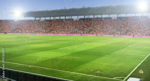 blurry of football stadium and stadium arena soccer field championship win for background © tuiphotoengineer