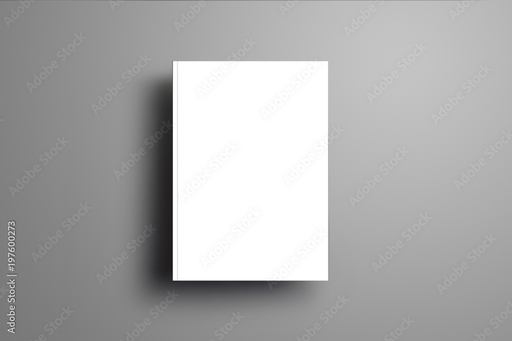 Blank closed A4, (A5) brochure with soft realistic shadows isolated on gray background. Blank closed A4, (A5) brochure with soft realistic shadows isolated on gray background.