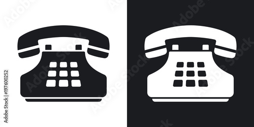 Vector push-button telephone icon. Two-tone version on black and white background
