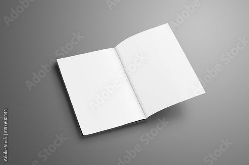 Elegant blank A4, (A5) catalog with soft realistic shadows isolated on gray background.