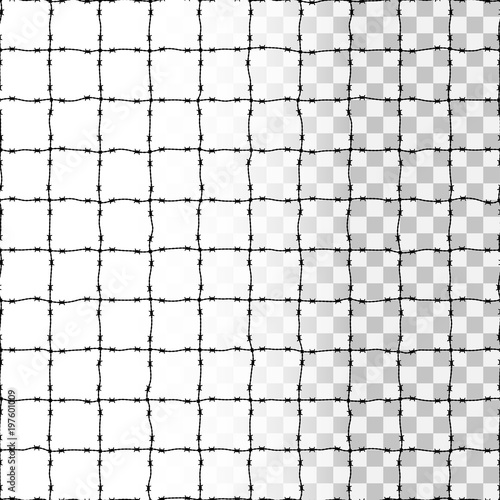 Barbed wire net silhouette as a transparent seamless pattern, vector illustration for various human rights, global social issues, commemoration projects and designs