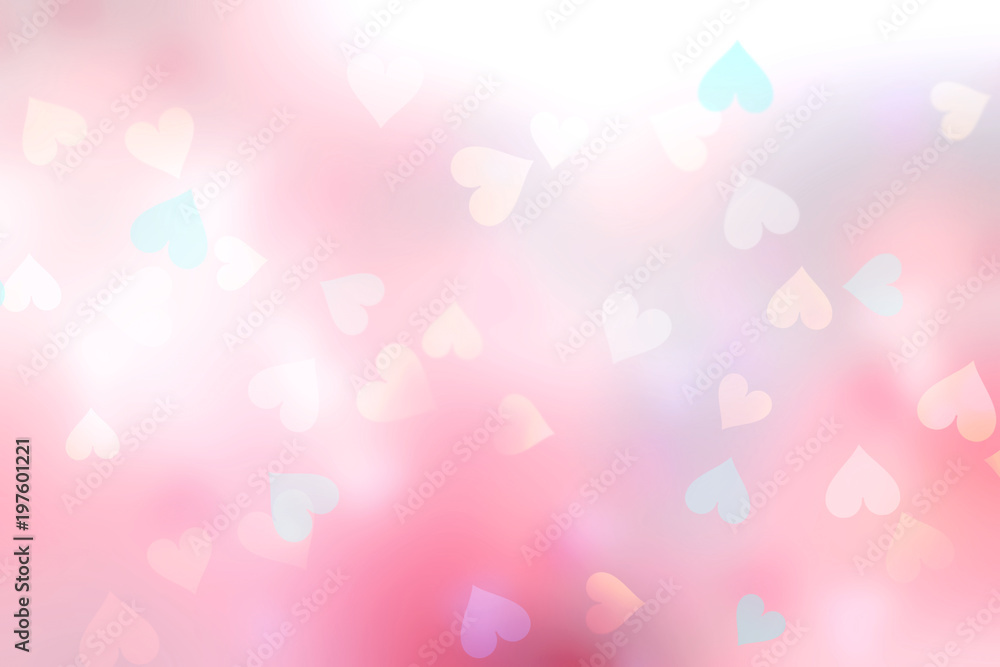 Soft pink blurred hearts background.