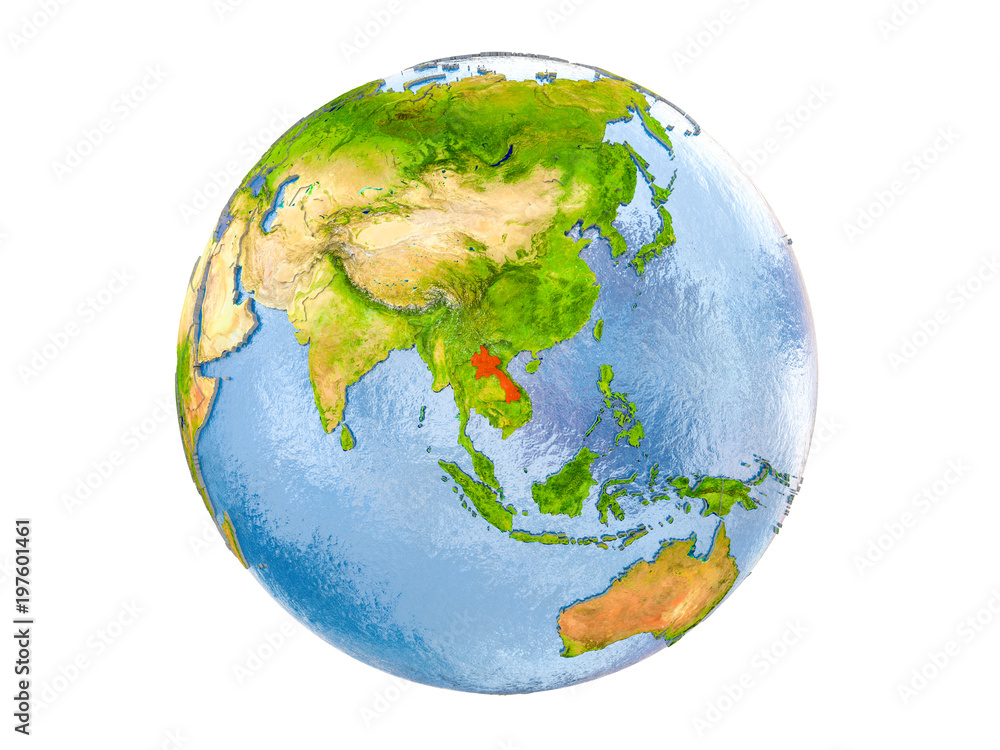 Laos on globe isolated Laos on globe isolated
