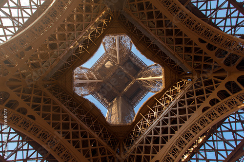 Paris Eiffel Tower from inside view