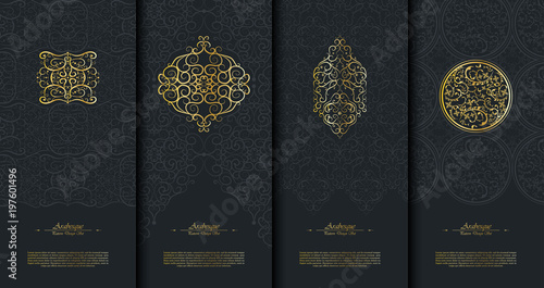 Pattern islamic element classy arabesque background template collection vector