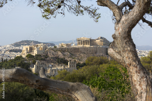 view of the Acropolis of Athens, Parthenon, monuments of ancient Greece, landscape, Athens