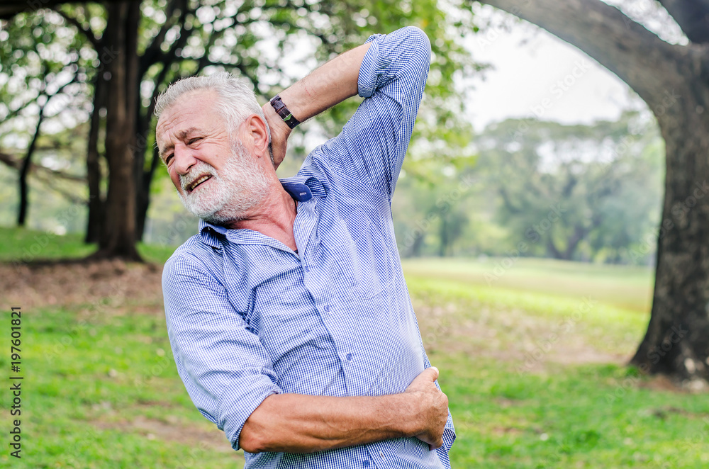 old age, health problem and people concept - senior man feeling sick at summer park old age, health problem and people concept - senior man feeling sick at summer park