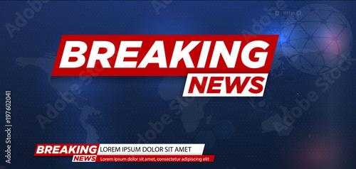 Breaking news. Breaking news live on world map background. Vector illustration.