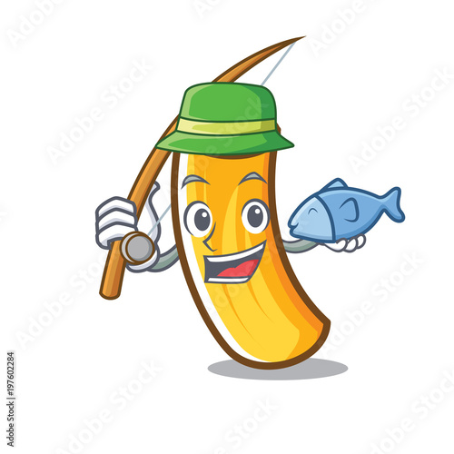Fishing tortiglioni pasta mascot cartoon