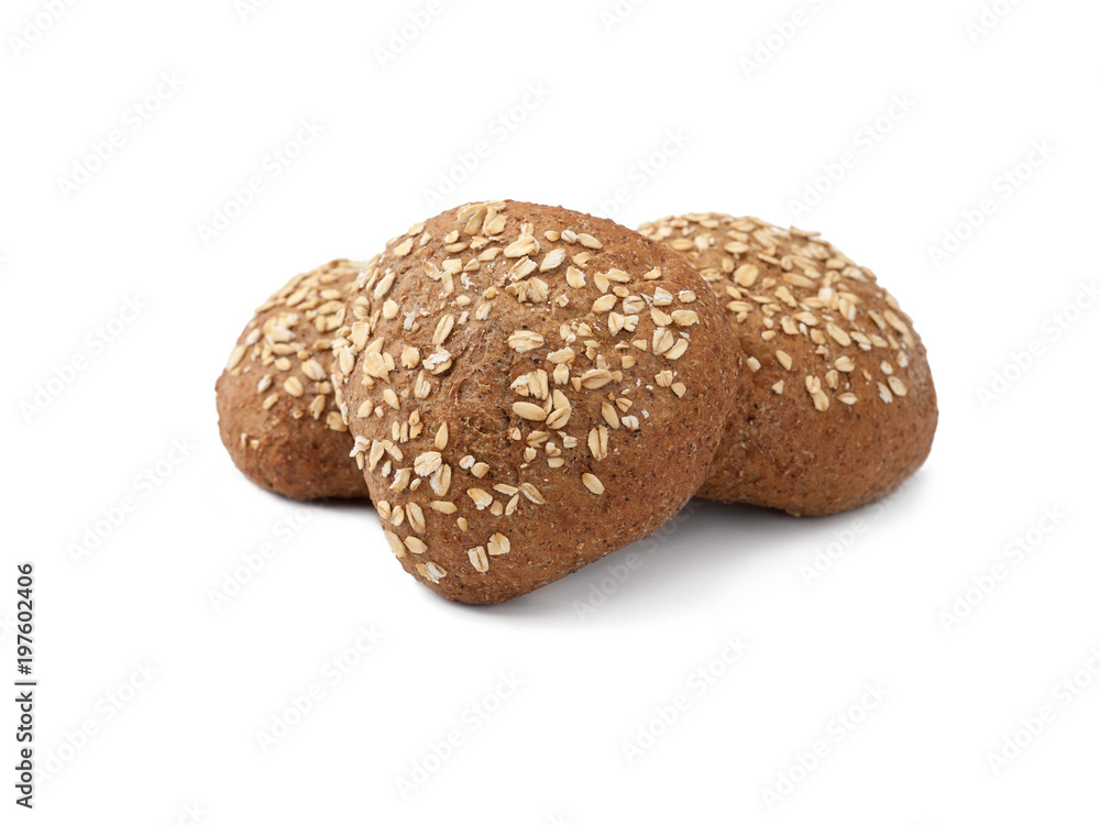 Three sandwich brown buns at studio background Three sandwich brown buns at studio background