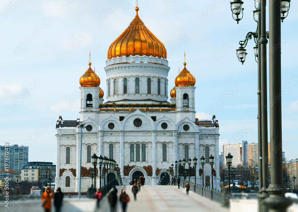 Cathedral of Christ the Saviour with lamp post background