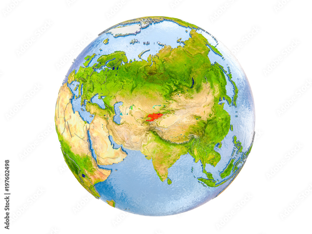 Kyrgyzstan on globe isolated Kyrgyzstan on globe isolated