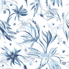 Keuken achterwand Gotisch patronen Frisse tuin in aquarel patroon  © Kisika