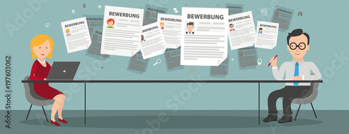 Flat Cartoon Bewerberauswahl in der Personalabteilung