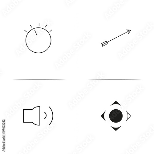 Buttons simple linear icons set. Outlined vector icons