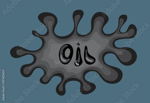 oil spill/ vector dark spot of viscous liquid spreads in different directions 