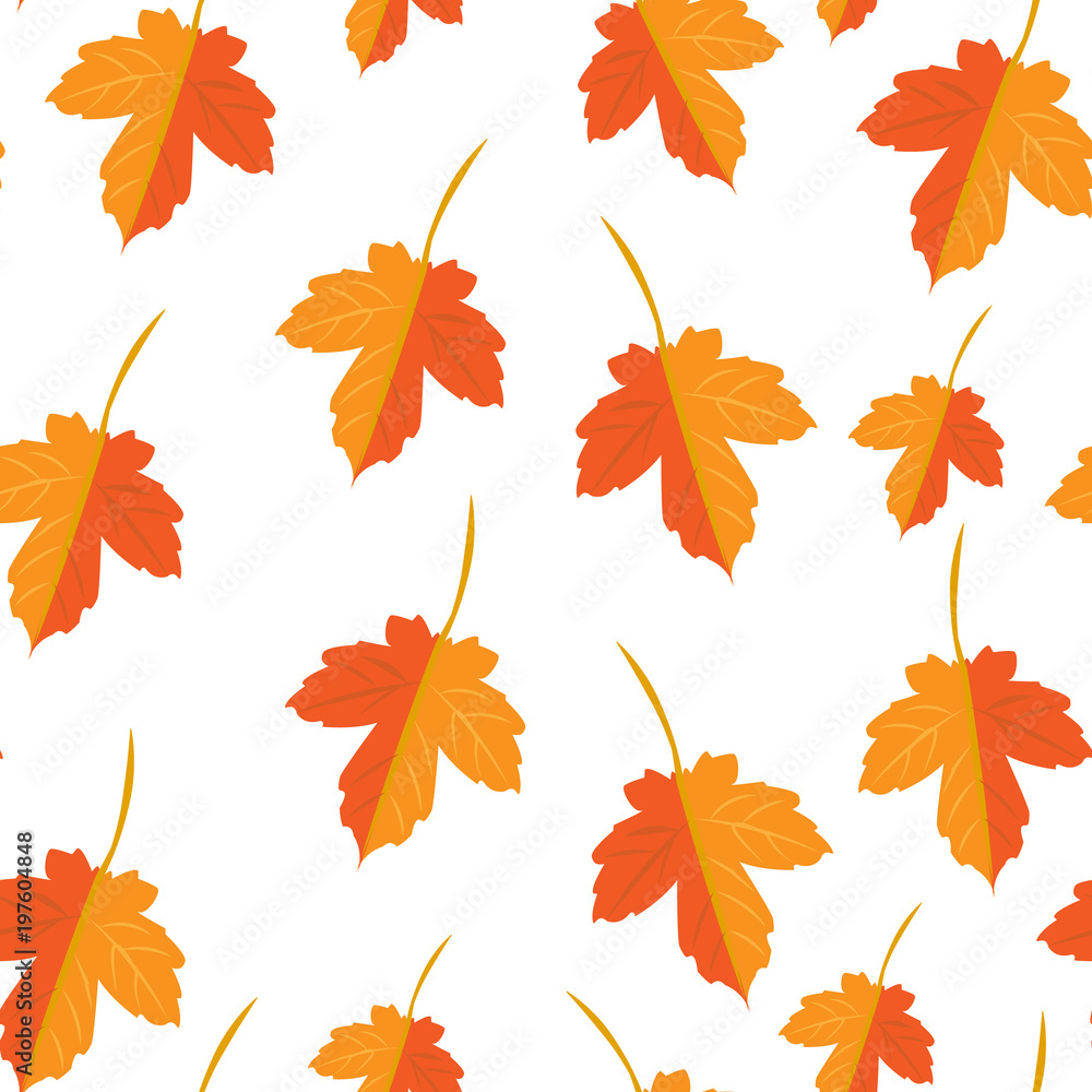 Fototapeta premium seamless vector pattern with colorful oak autumn leaves