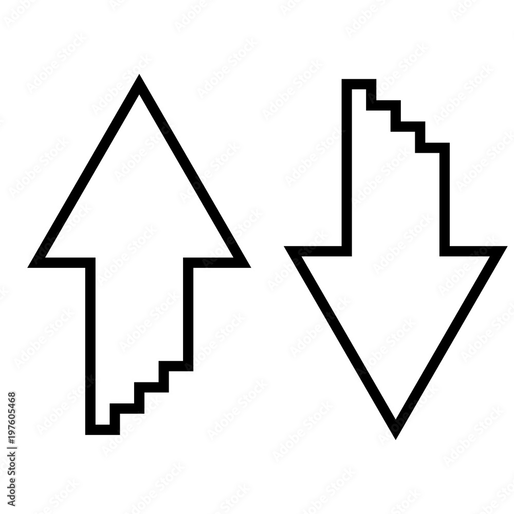 Two arrows with sumulation 3d effect for upload and download icon black color illustration flat style simple image Two arrows with sumulation 3d effect for upload and download icon black color illustration flat style simple image