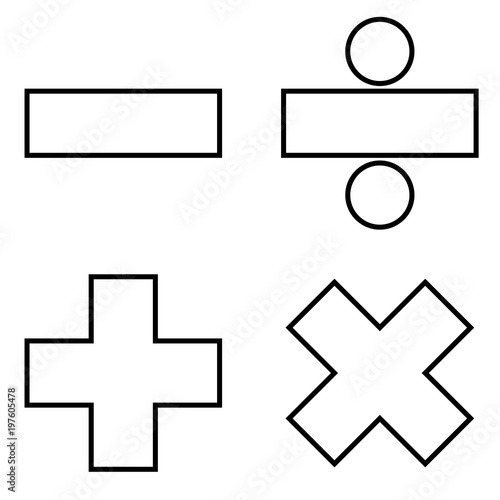 Math signs icon black color illustration flat style simple image