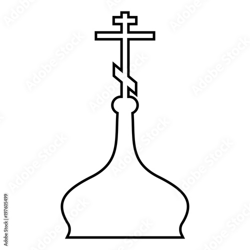 Cupola ortodox church icon black color illustration flat style simple image
