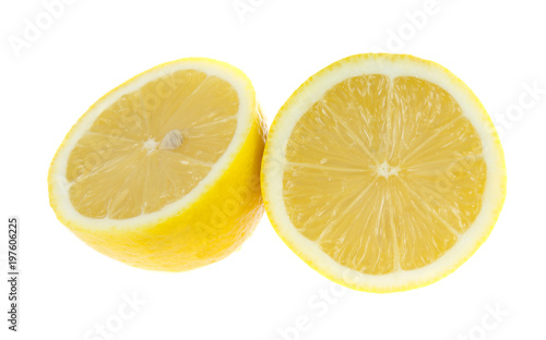 Lemon, cut in half. Isolated on white background