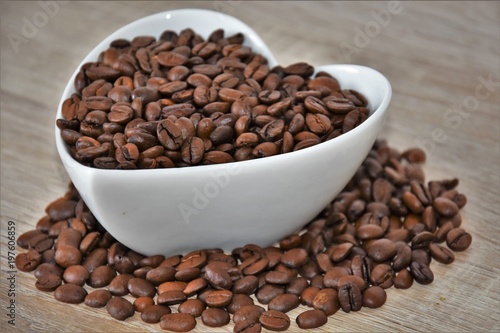 coffee  fried beans in a white cup