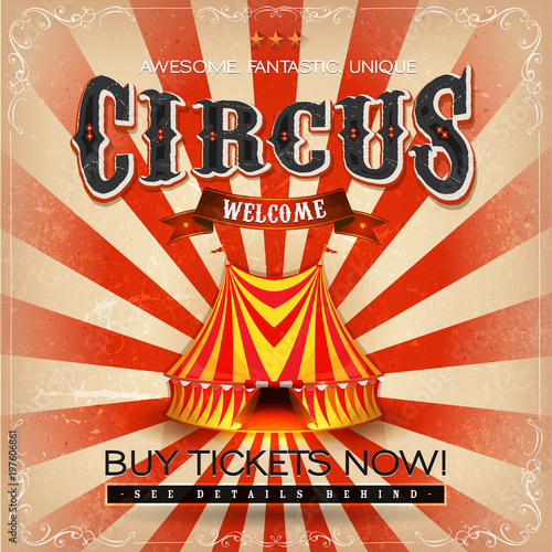 Vintage Grunge Square Circus Poster