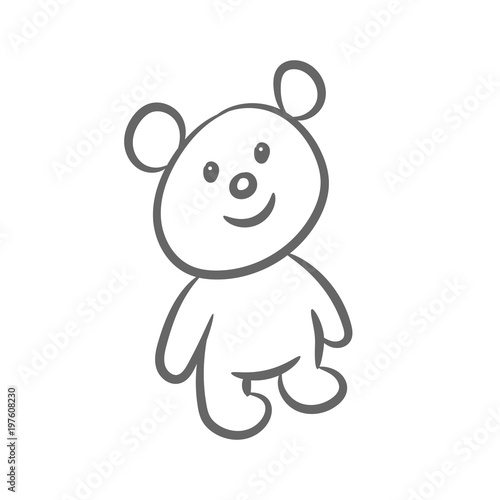 Bear toy outline, teddy silhouette. Vector.