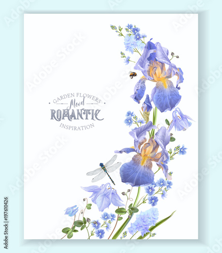 Blue flower wave border