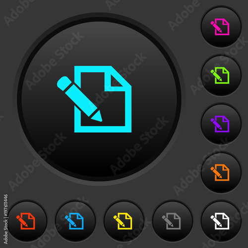 Edit with pencil dark push buttons with color icons