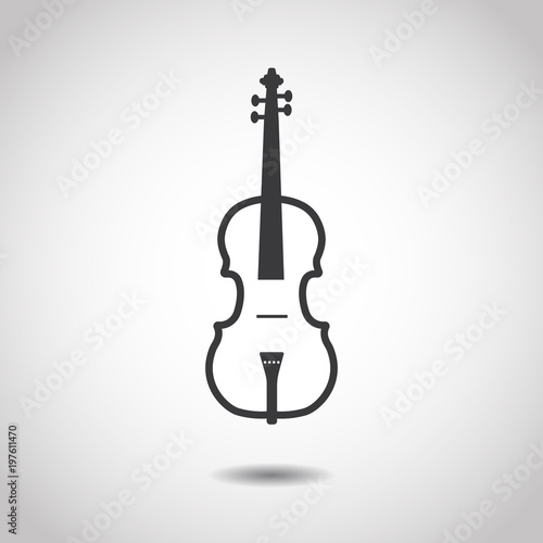 Image of a violin on a gray background. Linear design
