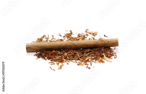 Wallpaper Mural Cigarillos and tobacco pile isolated over white background Torontodigital.ca