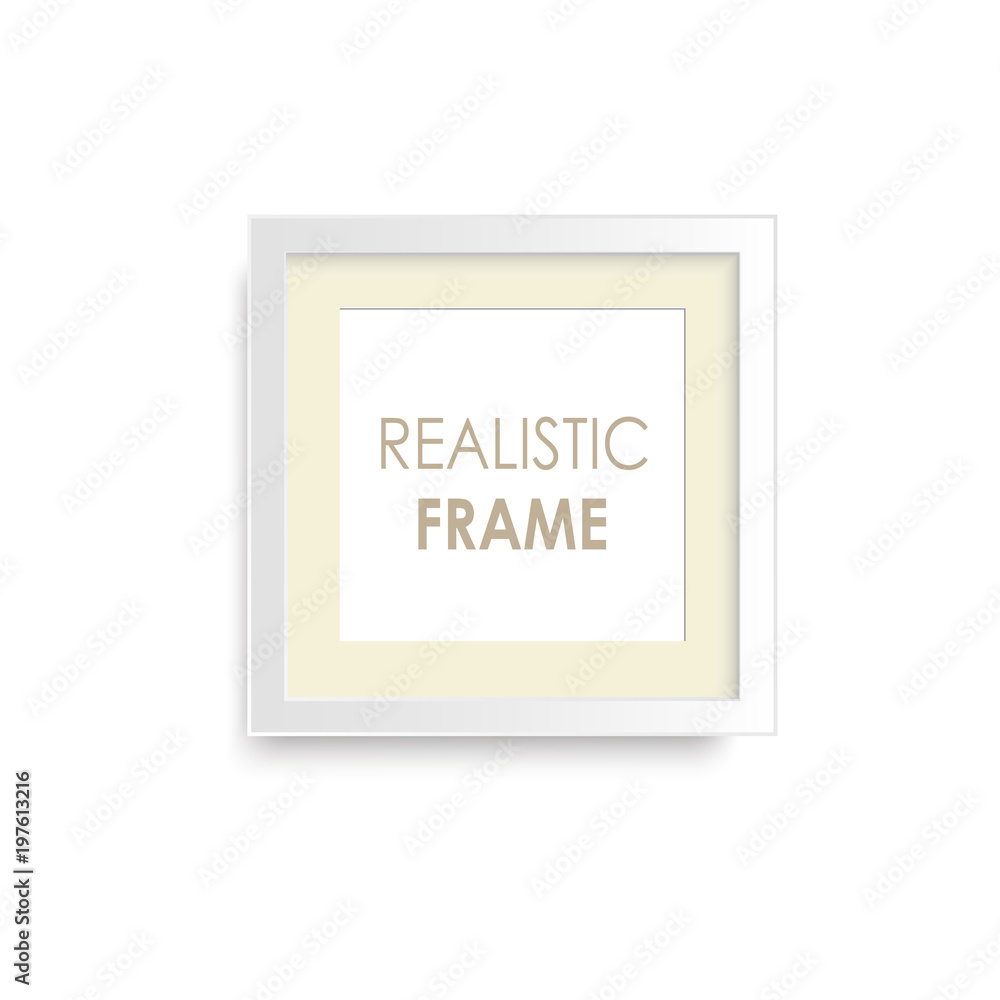 Realistic white wooden photo frame. Vector. Realistic white wooden photo frame. Vector.