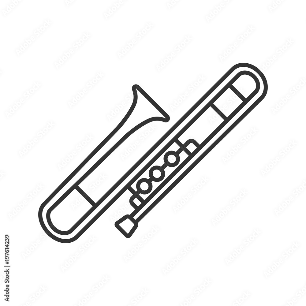 Trombone linear icon. Thin line illustration Trombone linear icon. Thin line illustration