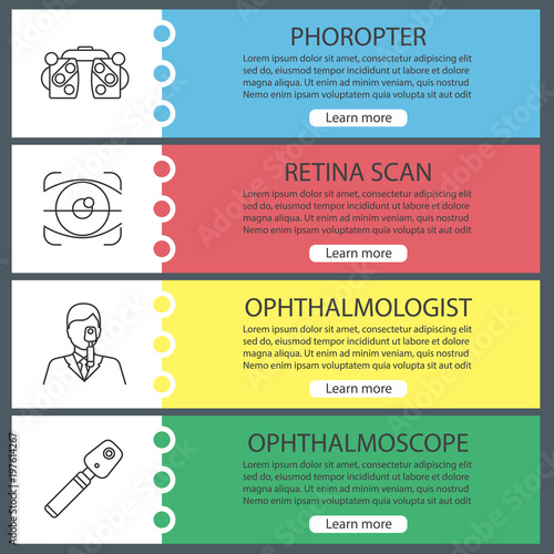 Ophthalmology web banner templates set photo