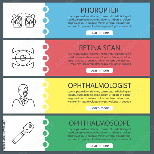 Ophthalmology web banner templates set