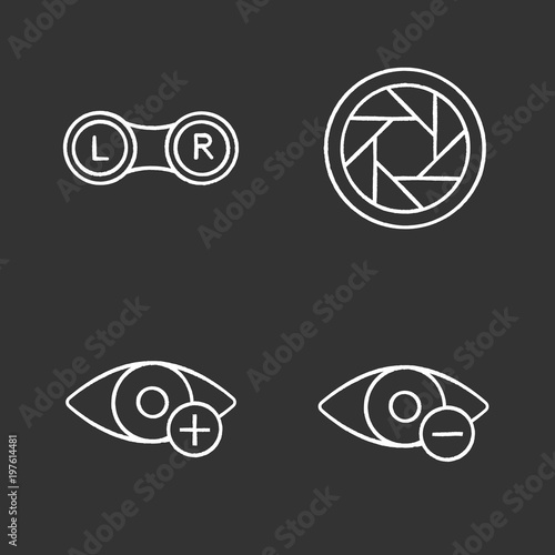 Ophthalmology chalk icons set