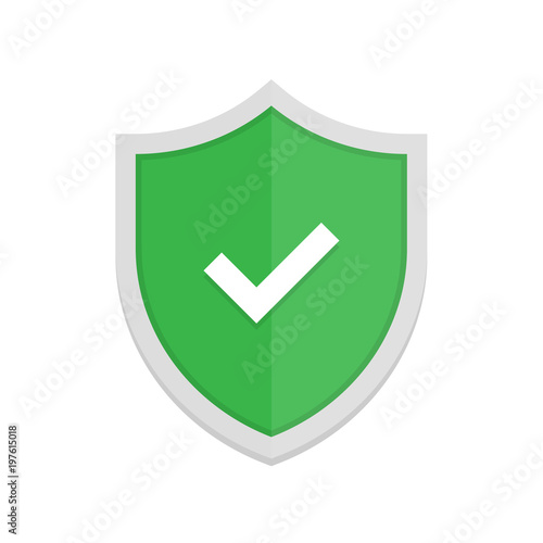 Shield and check mark. Modern flat vector illustration.